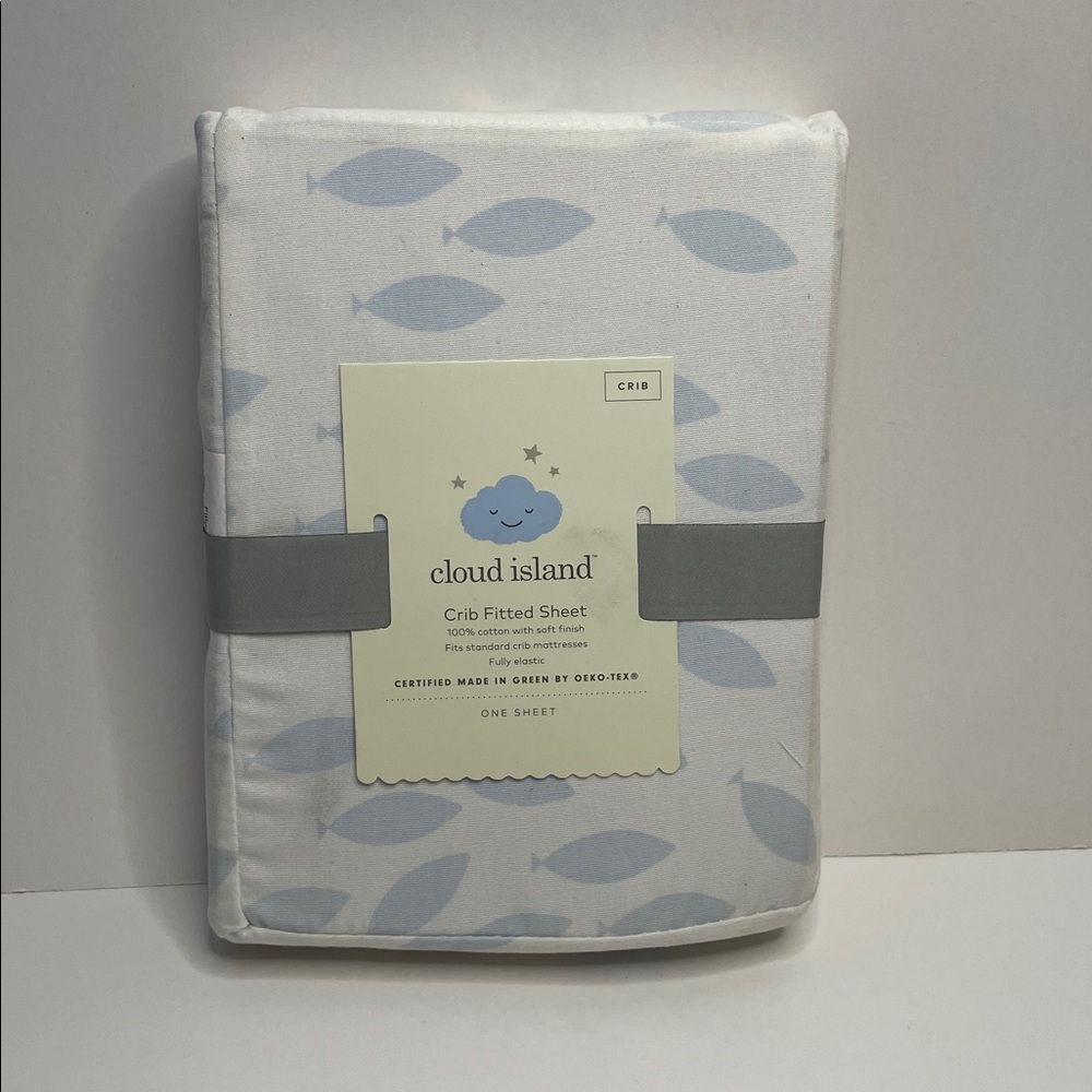 NWT Cloud island Light Blue Fish Crib Fitted Sheet.